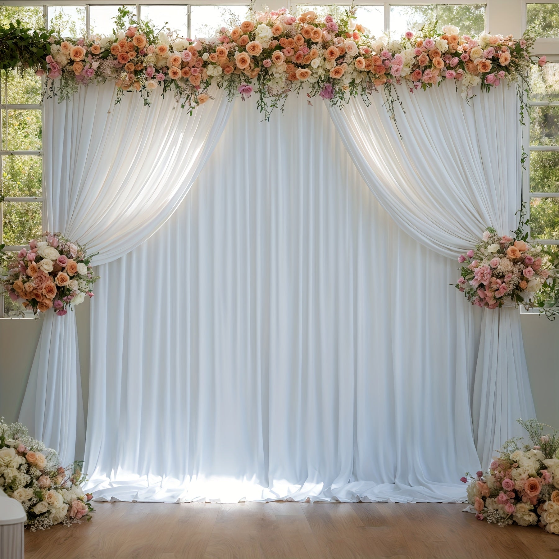 TEMU 2pcs Elegant Black & White Wrinkle-resistant Photo Backdrop Curtains - 5ft X 10ft Each Panel, Heavy-duty Fabric With Clean Trim For Wedding,