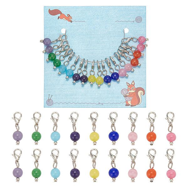 18Pcs 9 Colors Cat Eye Pendant Locking Stitch Markers