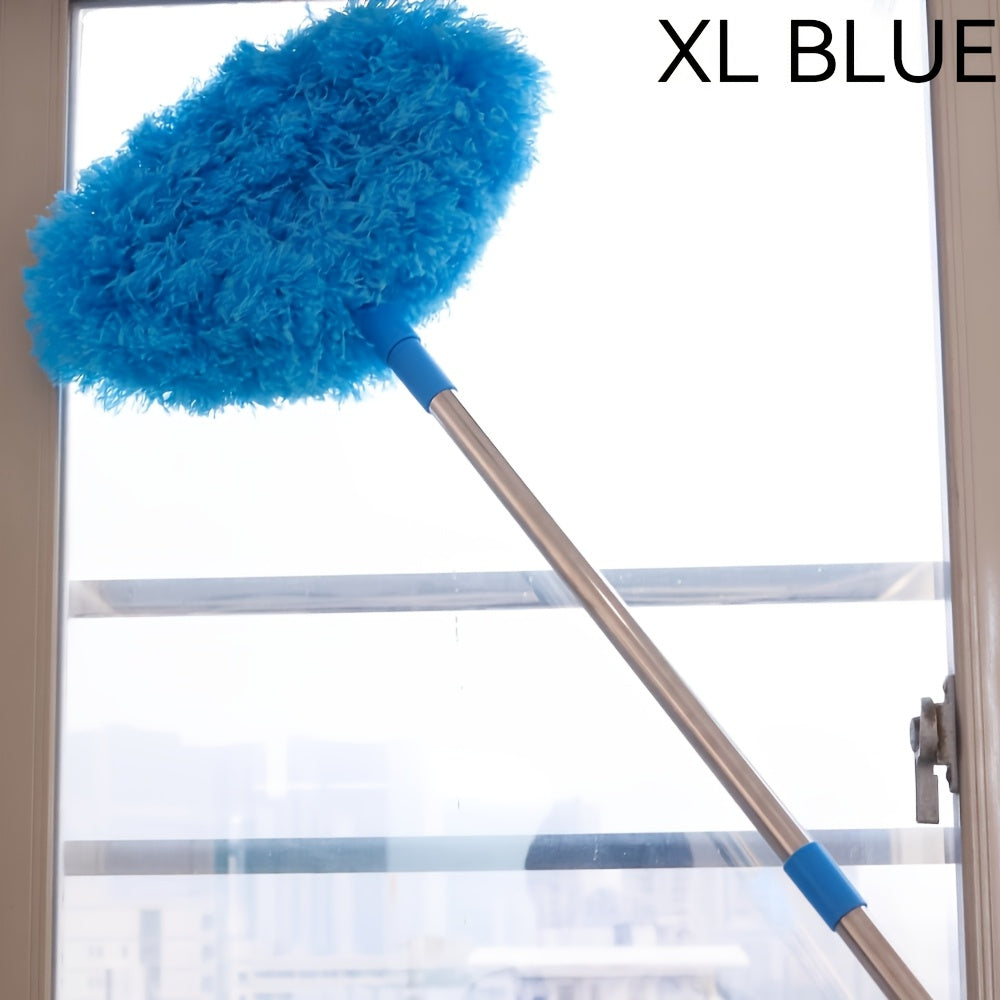 TEMU Microfiber Cleaning Car Wash Brush - Extendable Up To 12 Feet, Blue, Long Handle, Dustproof, Reusable, Machine Washable Cleaning Brush, Easy To