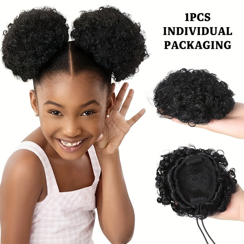 TEMU Afro Puff Drawstring Hair Bun Ponytail Short Afro Curly Ponytail Extensions Synthetic Clip In Hair Extensions Elegant Natural Looking For Daily