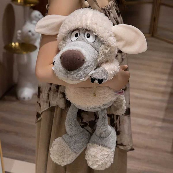 Novo lobo camuflado luxuoso brinquedo de boneca de boneca de ovelha sonolenta Muppets Muppets Sleep Pillow Wolf Doll em ovelhas Clothing Bir