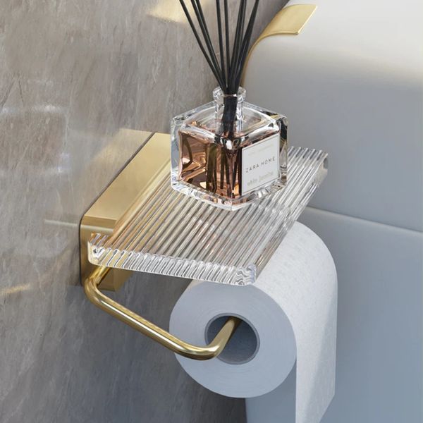 Toilet Paper Holders Bathroom Wood Paper Holder Wall Mounted Phone Rack Toilet Tissue Shelf Bathroom Accessories Acrylic Paper Towel Dispens