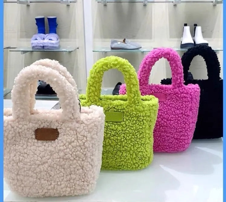 Rep Candy Color Plush Small Bag Women Mini Handbag Tote Bag Shoulder Bag 15cm 23cm YQ8712