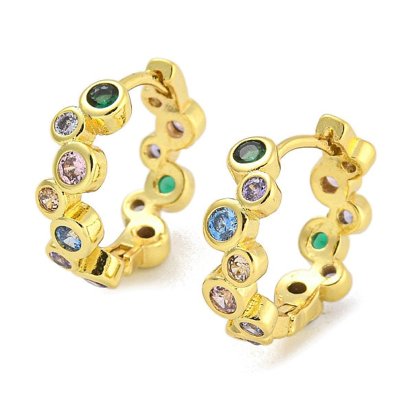 Boucles d'oreilles créoles en zircone cubique pavées de laiton placage en rack pour femmes