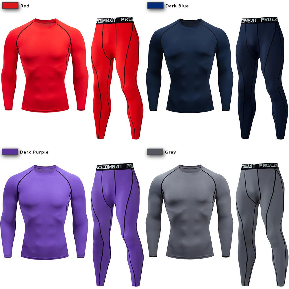 2pcs Mens Compression Sportswear Suit GYM Tight Sports Yoga Sets Workout Jogging MMA Fitness Clothing Tracksuit Pants Sporting 240416