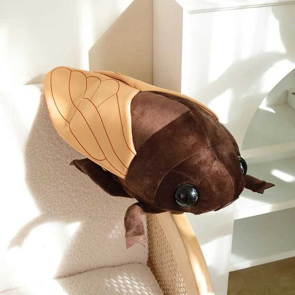 Plush Dolls Simulation 48cm Cicada Plush Toy Lifelike Summer Insects in Trees Cicada Doll Soft Animal Pillow For Kids Boys Xmas Gifts z24121