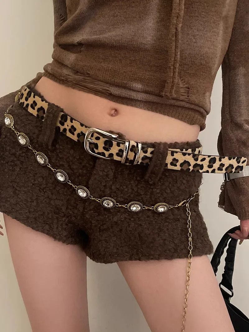 Best Fashion And Personality Belt Female n Feeling Small Leopard Print Snake Skin Cool N Spice Girl Style All-In-One Belt 250618
