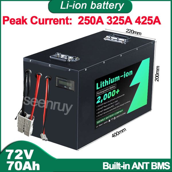 72V 70Ah Li-ion With Charger 170A 130A 100A Lithium Polymer Battery Pack For 11000W Tricycle E-bike Electric Scooter MotorCycle