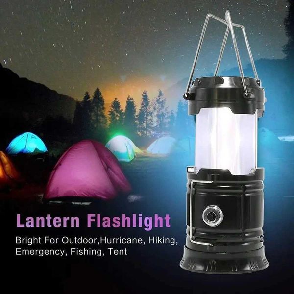 Solar Portable Lantern LED Flashlight Telescopic Torch Outdoor Camping Light Tent Lamp USB Rechargeable Emergency Work Light Y240812