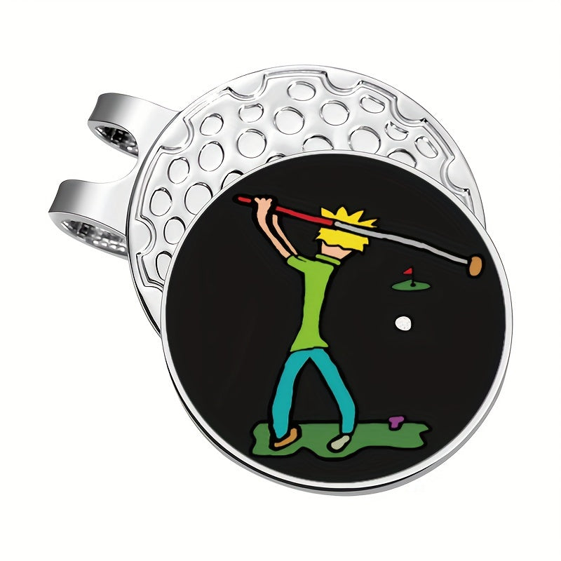 TEMU Magnetic Golf Hat Clip With Cartoon Design - Metal Ball Marker Accessory, Perfect Gift For Men