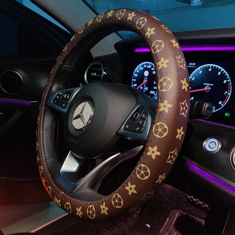 Bags, Luggage & Accessories Anti-Slip PU Microfiber Universal Embossing Leather Auto Steering- wheel Cover Car Steering Interior Accessories