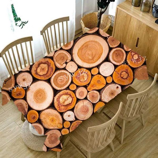 Table Cloth Tree Stump Printed Rectangular Tablecloth for Table Party Decoration Waterproof Coffee Table Cover Stain Resistant Tablecloth