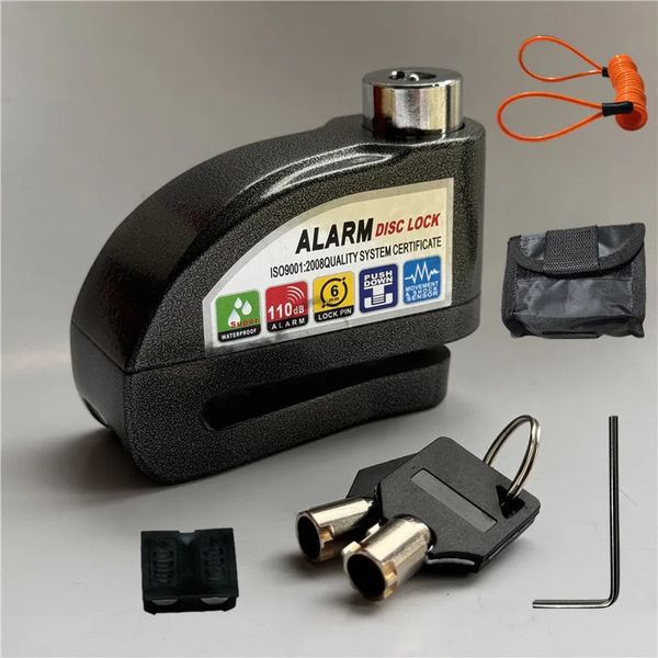 Motorcycle Bicycle Alarm Lock Scooter Bike Anti Theft Security Disc Brake Locks 110dB Loud Warning Reminder Rope Wheel Padlock 241212