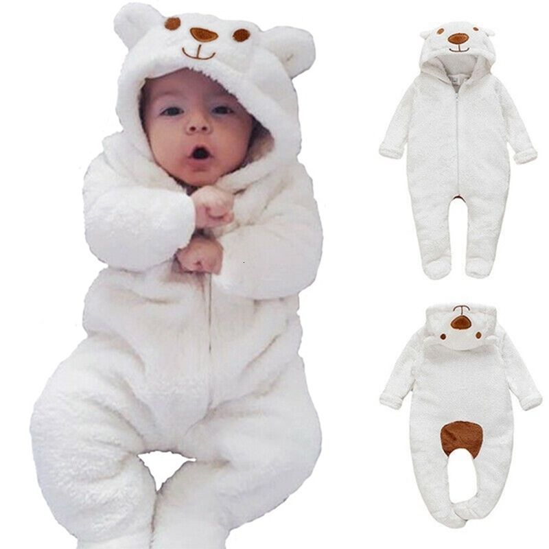 K442 Rompers born Baby Boy Girl Kids Bear Hooded Romper Jumpsuit Bodysuit Clothes Outfits Long Sleeve Playsuit Toddler Outfit