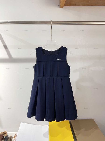 Classics lapel girls skirt summer Sleeveless design Princess dress kids designer clothes White embroidery logo baby partydress