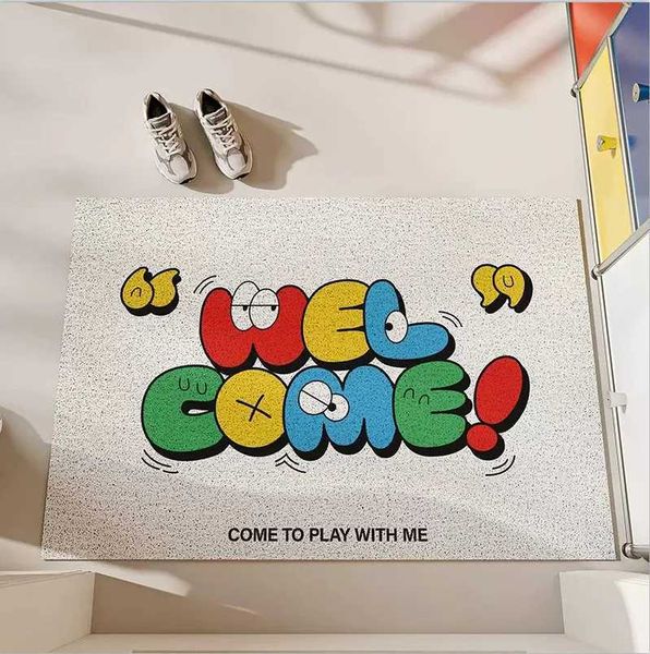 Carpet Cartoon Letter Entrance Doormat Funny Anti-slip PVC Floor Mats for Entry Porch Hallway Entryway Home Decor Dust Removal Carpet Z24102