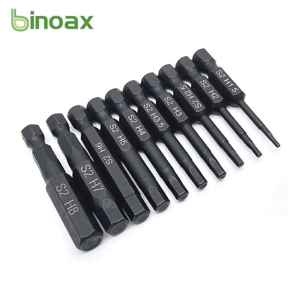 Screwdrivers Binoax 10 Pcs SAE-Metric Hex Head Allen Wrench Drill Bit Set 1-4&quot; Diameter Quick Release Shank Magnetic Screwdriver 230412