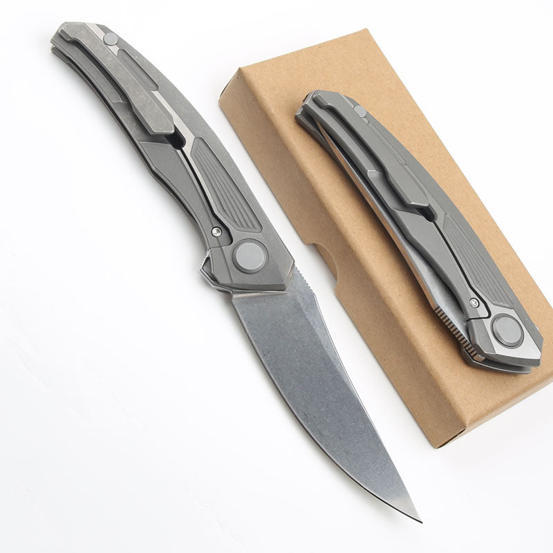 Special Offer A2296 High End Flipper Folding Knife M390 Stone Wash Straight Point Blade CNC TC4 Titanium Alloy Handle Ball Bearing Washer EDC Pocket