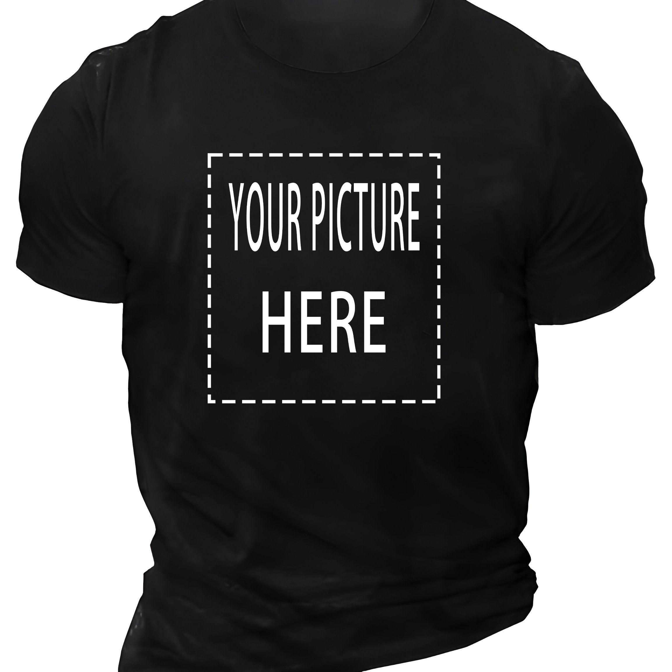 TEMU Plus Size Men's Solid Color T-shirt, Picture Pattern Graphic Print Short Sleeve Tees For Males, Casual Fashion Tops