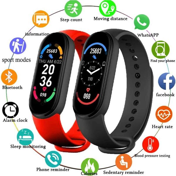 Band 5 6 7 Smart Sports Band Fitness Tracker Pedeter Blood Pressure Sleep Monitor Smart Watch Mens Text Smart Bracelet Y241114