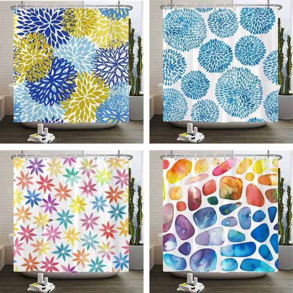 Waterproof Polyester Colorful Shower Curtain Modern Color Print for Bathroom Curtain Long 180*200cm Shower Curtains Cortina M240824