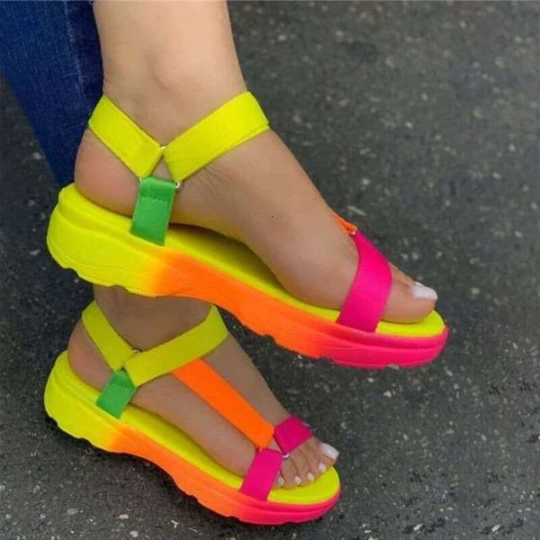 Colorful Wedge Beach Sandals Summer Women Style Fashion Breathable Plus Soft Bottom Shoes Platform Slippers Big Size