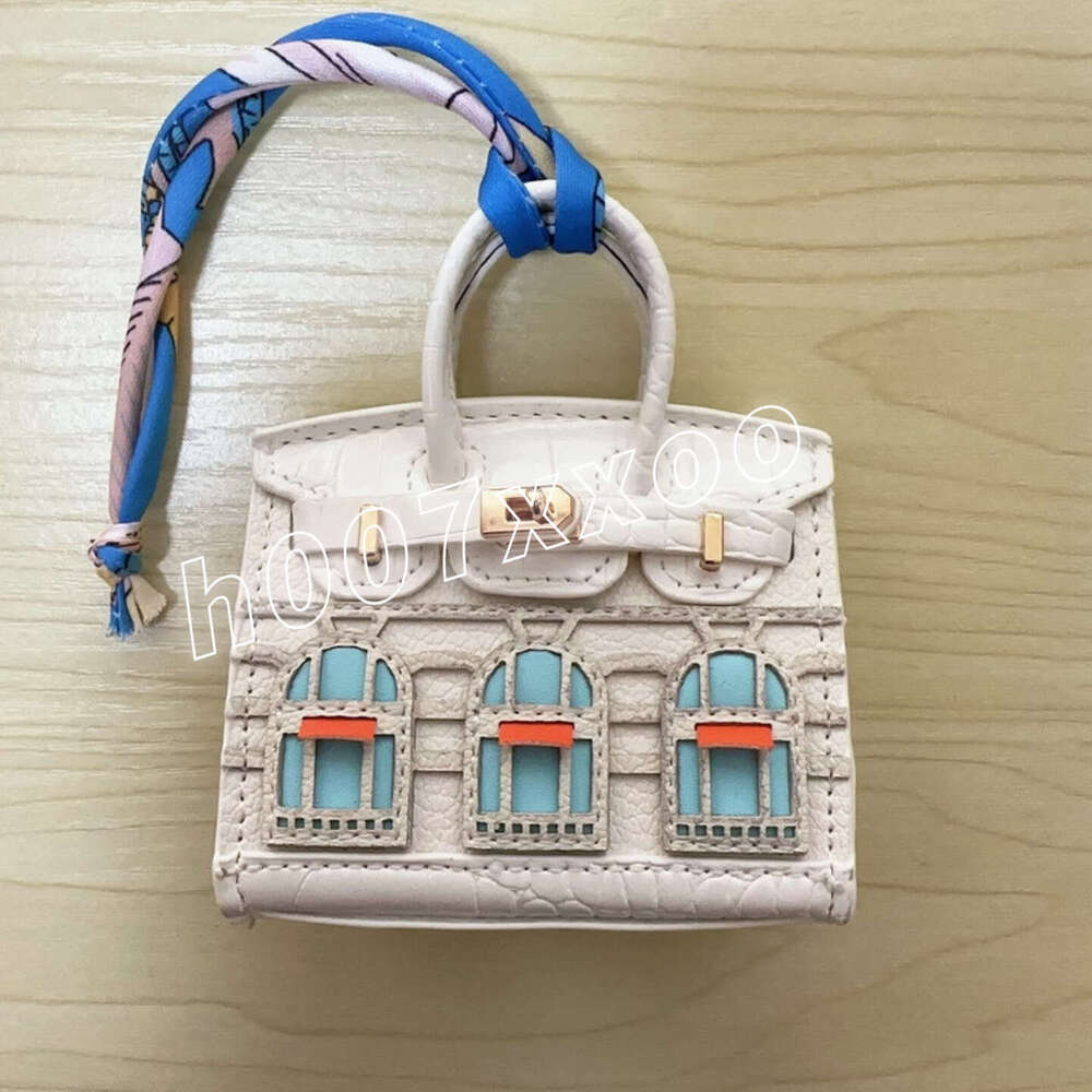 2024 Cute Multicolor Creative Mini Small House Shape Keychain Headphones Storage Bag Pendant