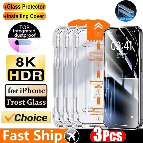 Cell Phone Screen Protectors 3Pcs Oleophobic Coating Dust Free Easy Installation Screen Protector for IPhone 16 Pro Max 15 14 13 12 Mini XR