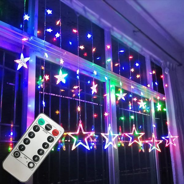 LED String Lights Pentagram Star Curtain Fairy Wedding Birthday Christmas Lighting Indoor Decoration Light Remote control 241025