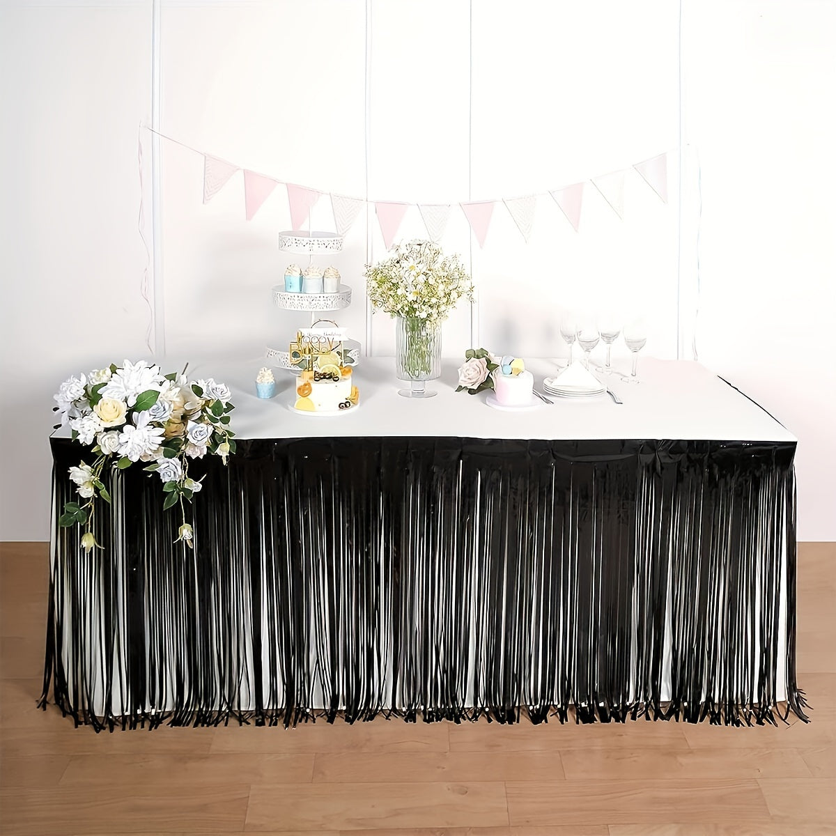 TEMU 1pc 75x275cm Rainbow Plastic Table Skirt, Machine Wedding, Birthday, Anniversary, Bachelor Party - Dessert Table Decoration