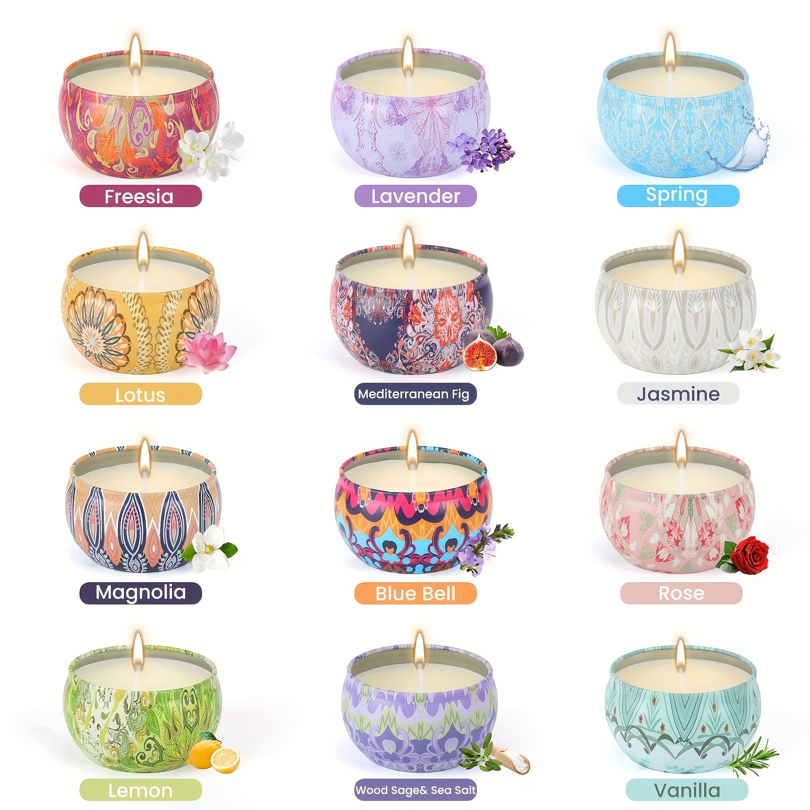 TEMU Candle Gift Women, 12 2.2 Ounces Soy Wax Candle Essential Oil Candles Home, Relax, Bathing, Yoga, Christmas Thanksgiving, Valentine&;s Day Gift