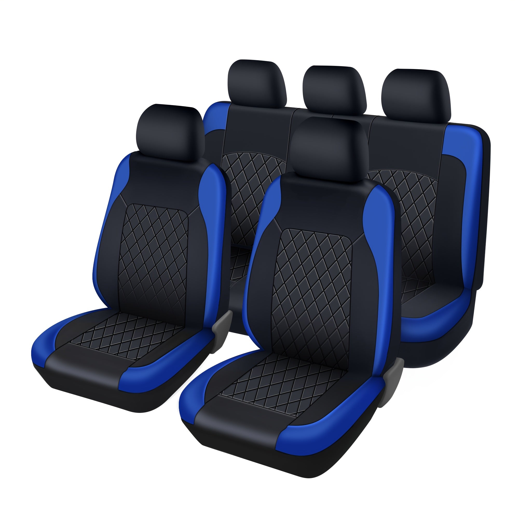 TEMU Pu Leather Car Seat Covers Set - Full Surround Protection For Front And Rear Seats, Easy To Clean, Breathable & Durable, Universal