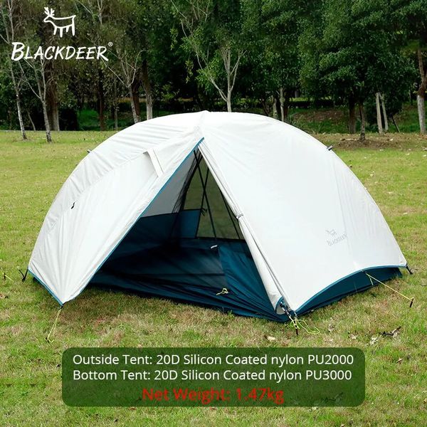Tents and Shelters BLACKDEER 2 Person Ultralight Tent 20D Nylon Silicone Coated Fabric Waterproof Tourist Backpacking Outdoor Camping 1 47Kg