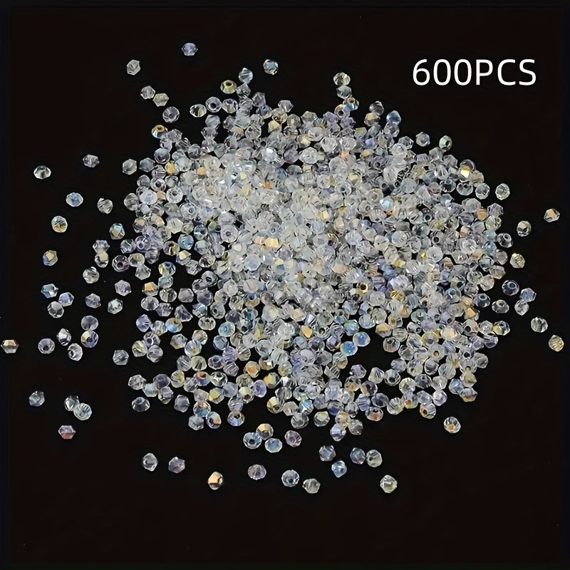 TEMU 600pcs 3mm Artificial Crystal Beads With Holes, Glass Spacer Beads For Diy Bracelet Making, Necklace Crafting, Hairpin Accessories, Jewelry
