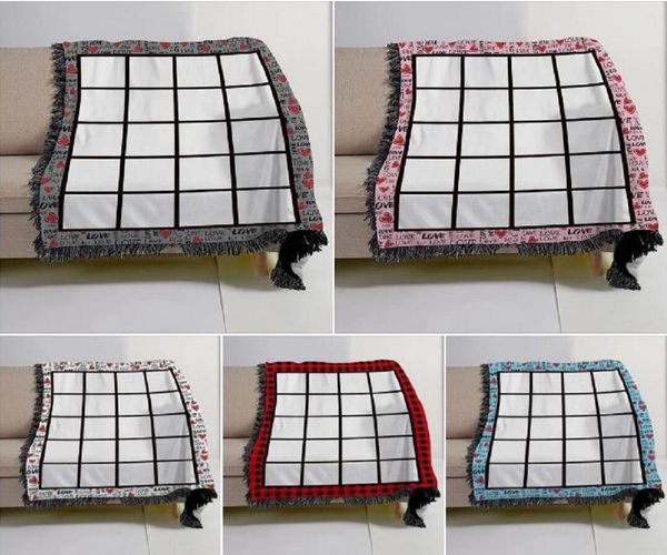 20 panels Sublimation fleece with tassels Heat transfer printing shawl wrap sofa sleeping throw blanket for kids children Bed Flannel blanke
