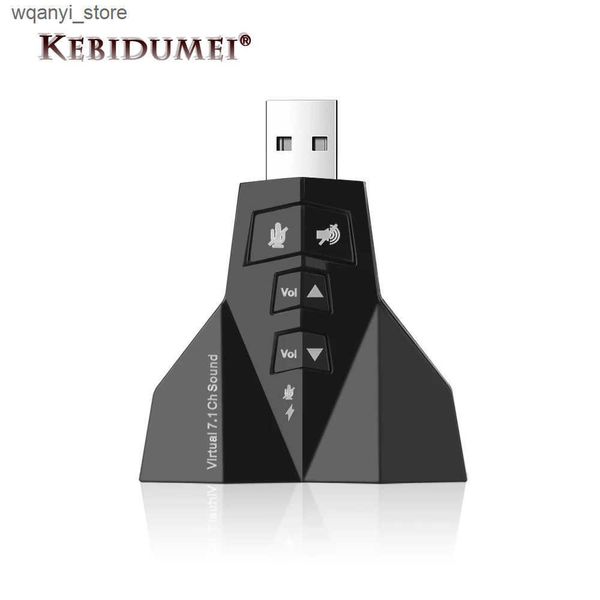 Sound Cards Kebidumei 1 7.1 channel external USB sound card USB 2.0 3D audio sound card adapter microphone speaker suitable for Mac laptops