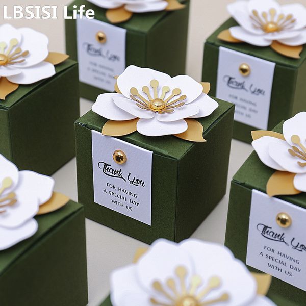 Gift Wrap LBSISI Life 20pc Flower Wedding Candy Boxes Birthday Baby Shower Party For Nougat Cookies Chocolate Packaging Decoration 230110
