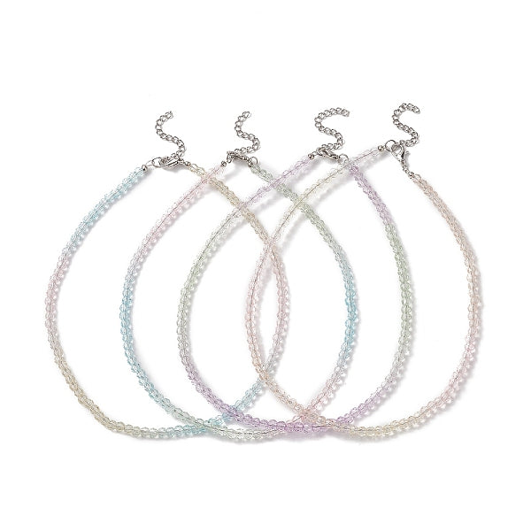 Collares de cuentas de vidrio de color degradado facetado para mujer