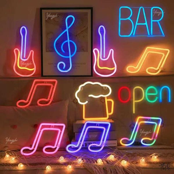Wholesale LED neon signs music notes beer cups violin models decoration rooms homes bars shops party walls decoration gifts X241028