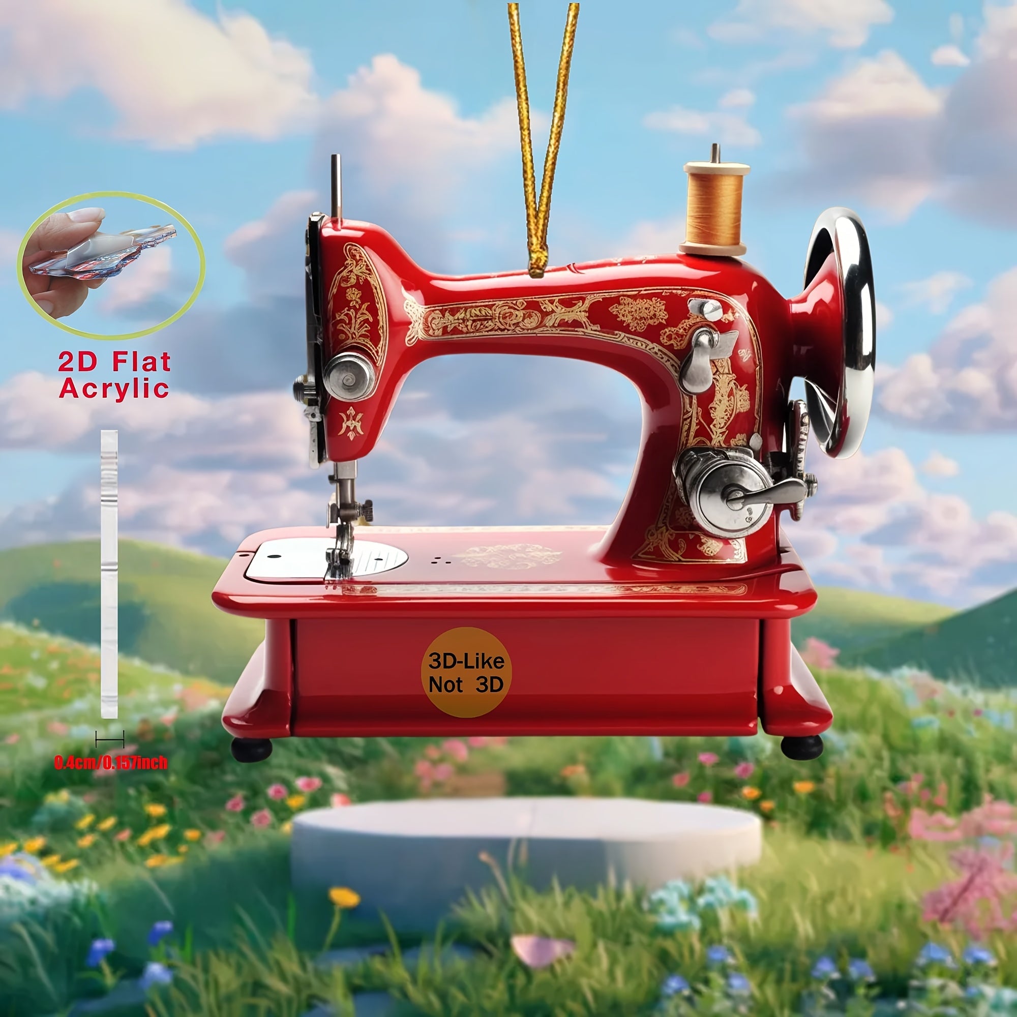 TEMU 1pc-3pcs Fashion Sewing Machine Theme 2d Acrylic Pendant Car Pendant Mobile Phone Pendant Backpack Pendant Wall Decoration Window Decoration