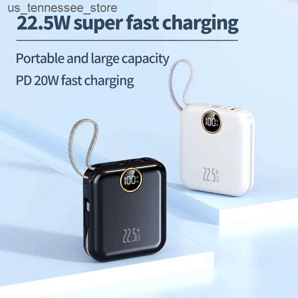 Cell Phone Power Banks 10000mAh cute and compact portable power bank 22.5W super fast charging built-in cable suitable for iPhone-Samsung- J