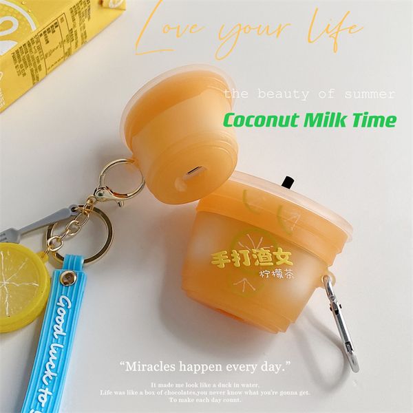 ddmygifts Lemon Tea Suitable for Pro1-2-3 Generation Bluetooth Wireless Earphone Cover Creative Silicone Case A