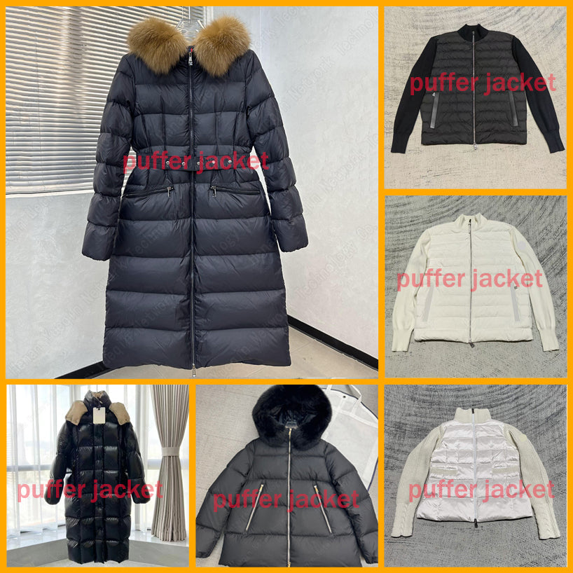 25ss designer womens long down puffer jackets with fur collar women embroidered letter badge winter jacket outerwear coats womens clothing