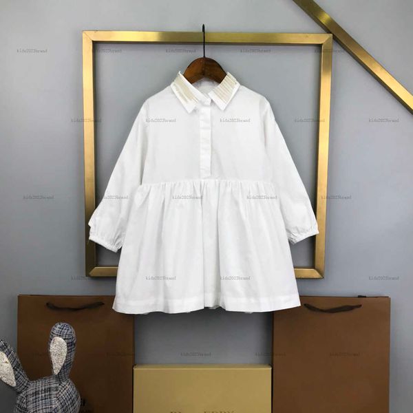 New Autumn girl dress Single Breasted Kids frock Size 110-160 girls designer clothes Collar embroidery logo decoration Child skirt