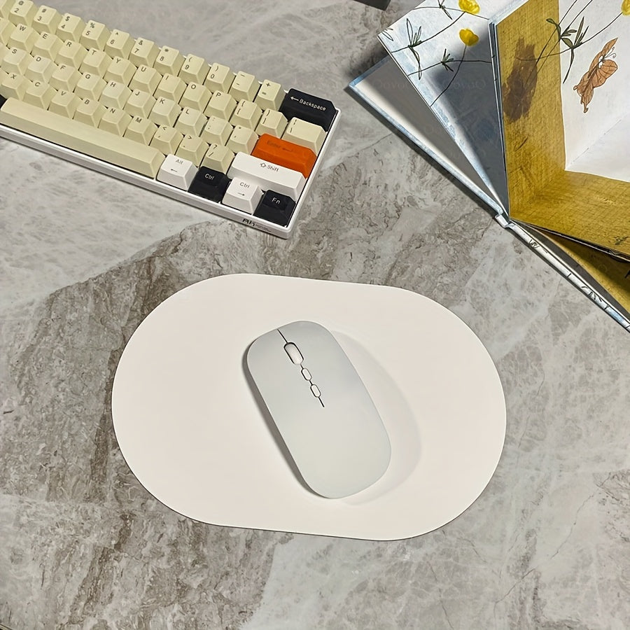 TEMU Oval Small Mouse Pad Single-sided Solid Color Universal Non-slip Pad Mouse Pad Suitable For Laptop Office Faux Leather Gaming Mouse Pad