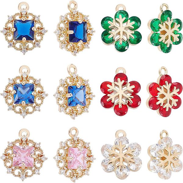 12pcs 6 pendentifs en laiton de placage de style rack