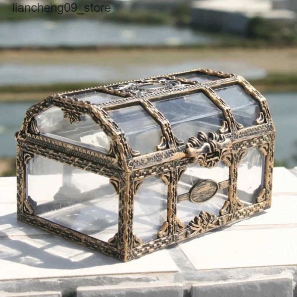 Garden Decorations Creative Plastic Transparent Pirate Treasure Box Shape Fish Tank Ornaments Decoration Landscaping Aquarium Home Craft Orn