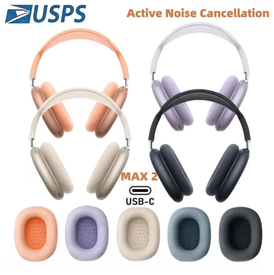 USA Stock for Apple Airpods Pro 2 Max Bluetooth Headphone Maxes Earbuds Accessories Airpod TPU Silicone Case AirPodsPro Max 2 Noise Cancelling Heads