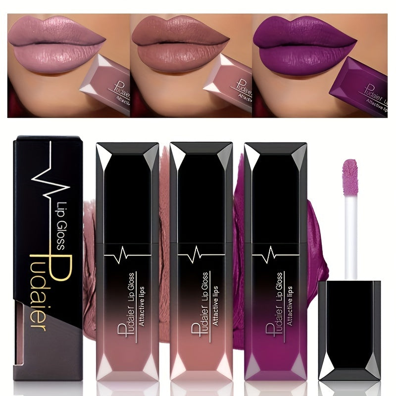 TEMU 3pcs Set Christmas Lip Makeup Super Matte Velvet Long Lasting Lipgloss Liquid Lipstick Lip Cream Gift For Valentine's Day Gifts