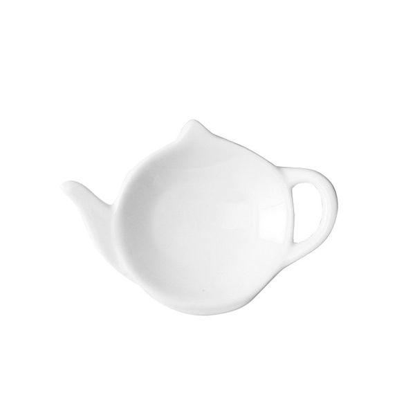 White Porcelain Tea Bag Holder Caddy Tray Classic Teapot Shaped Tea Party Dish Coaster Wedding Mother&#039;s Day Gift
